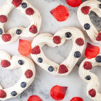 Valentine’s pavlovas with red fruits