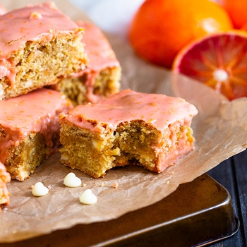 Blood Orange and White Chocolate Blondies