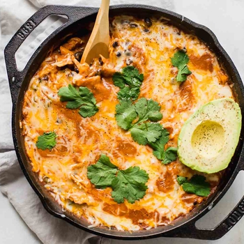 Creamy Healthy Chicken Enchilada Skillet