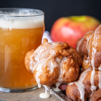 Beer Apple Fritters with Vanilla Maple Glaze