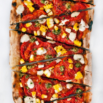 Grilled Corn and Roasted Tomato Pizza
