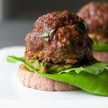 Chorizo Meatball Sliders on Sweet Potato Buns