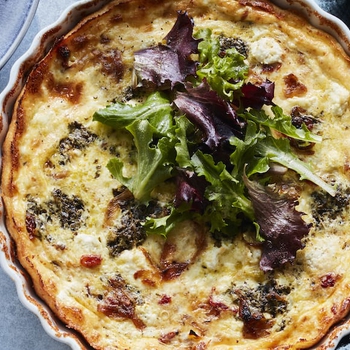 Sun Dried Tomato Goat Cheese Crustless Quiche