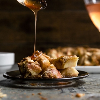 Easy Squeezy Caramel Apple Pie baked in cast iron