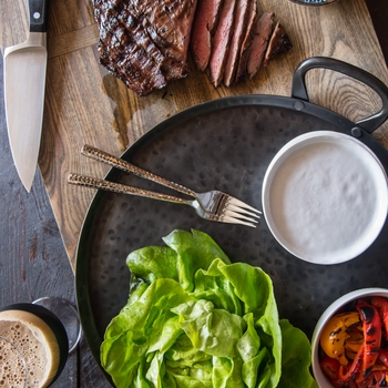 Honey Stout Glazed Flank Steak Lettuce Wraps