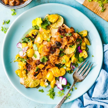 Easy Baked Salmon with Chipotle Peach Salsa