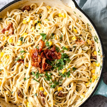 Easy One Pot Bacon Corn Pasta (Creamy)
