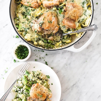 Spinach Artichoke Chicken Skillet (Paleo, Whole30 + Keto)
