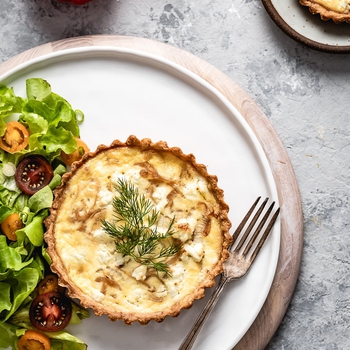 Goat Cheese Quiche with Caramelized Onions and Thyme