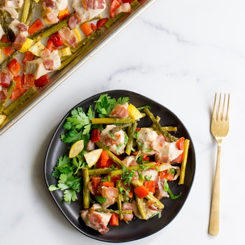 Sheet Pan Maple Dijon Chicken with Bacon