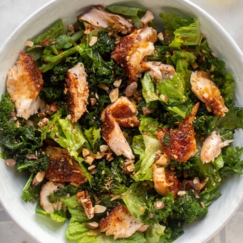 Roasted Salmon Salad with Hot Ginger Vinaigrette.