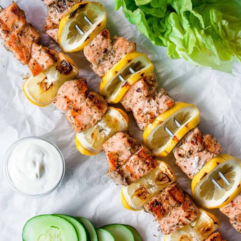 Grilled Greek Salmon Kebabs