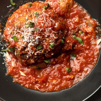 Giant Mozzarella Stuffed Meatballs