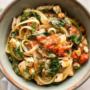 Chicken Feta Spinach Pasta