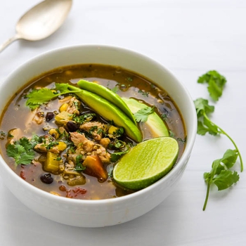 Southwestern Chicken Taco Soup with Black Beans