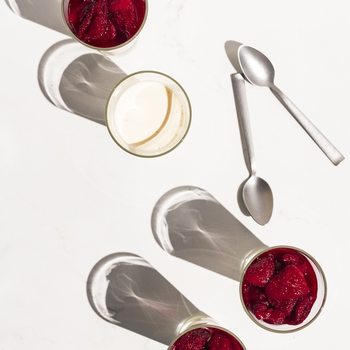 Panna Cotta with Gin Roasted Strawberries