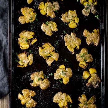 Duck Fat Crispy Smashed Potatoes