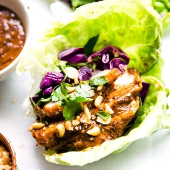 Sticky Chinese BBQ Pork Lettuce Wraps {Instant Pot or Stove Top}