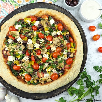 Vegan Greek Pizza with Tofu Feta