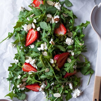 Strawberry Goat Cheese Salad with Green Goddess Vinaigrette