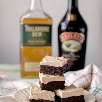 Boozy Irish Brownies with Irish Cream Whiskey Ganache