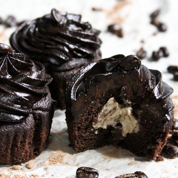 Paleo Chocolate Cupcakes with Mocha Frosting filled with Coffee Whipped Cream & KitchenAid Giveaway!