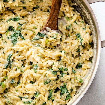 Creamy Parmesan Spinach Orzo