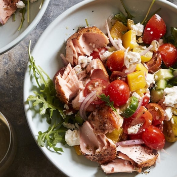 Greek Salad with Salmon