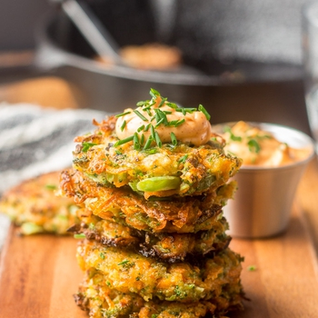 Easy Vegetable Fritters with Chipotle Mayo