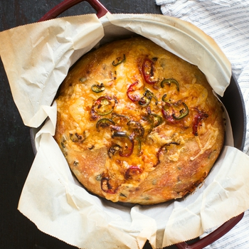 Cheddar Jalapeño No Knead Bread